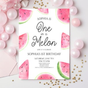 Invitación Cumpleaños de una sandía rosa de One In A Melon