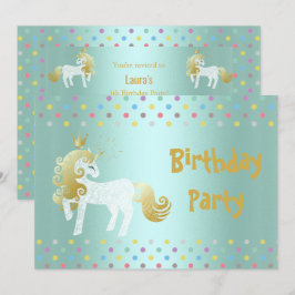 INVITACIÓN CUMPLEAÑOS DE UNICORN BLANCO VERDE PASTEL SPOT SAG