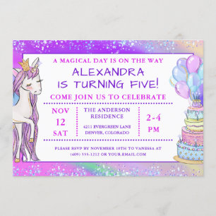Invitación Cumpleaños de Unicorn para chicas