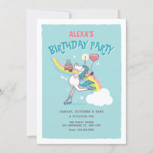 Invitación cumpleaños de unicorn roller skates