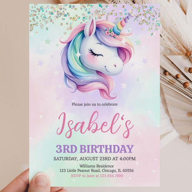 Invitación Cumpleaños de Unicornio (Subido por el creador)