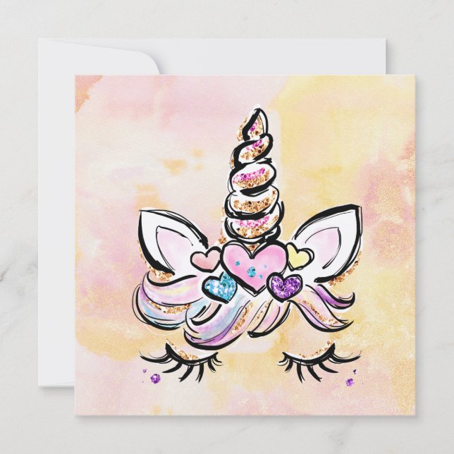 Invitación Cumpleaños de Unicornio (Anverso)