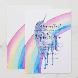 Invitación Cumpleaños de Unicornio Blanco