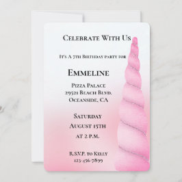 Invitación Cumpleaños de Unicornio Blanco y Girly Sweet