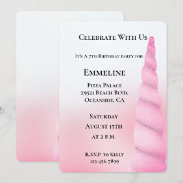Invitación Cumpleaños de Unicornio Blanco y Girly Sweet