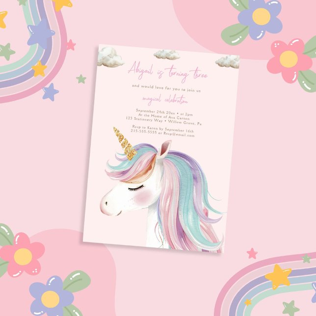 Invitación Cumpleaños de Unicornio, Chica moderna (Subido por el creador)