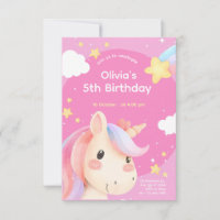 Cumpleaños de Unicornio con Acuarela Rosa