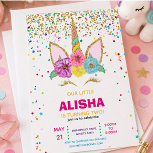 Invitación Cumpleaños de Unicornio Fiesta de 1er Cumpleaños