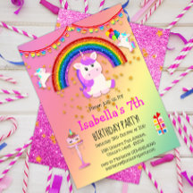 Cumpleaños de Unicornio, Purpurina rosa y arcoiris