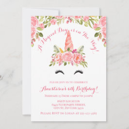 Invitación Cumpleaños de Unicornio Rosa