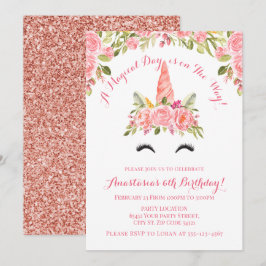 Invitación Cumpleaños de Unicornio Rosa