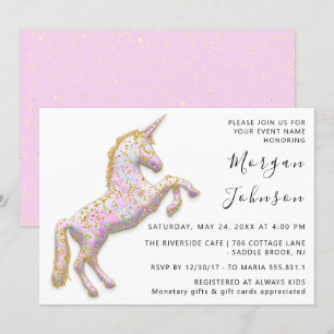 Invitación Cumpleaños de Unicornio Rosa Dios Caballo Blanco S