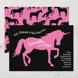 Invitación Cumpleaños de Unicornio Silueta 1er Fiesta de Cump
