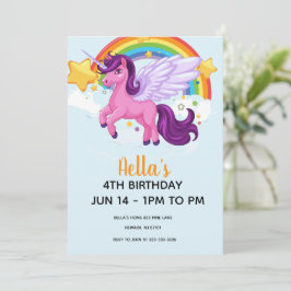 Invitación Cumpleaños de Unicornio y Arcoíris