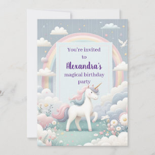 Invitación Cumpleaños de Unicornio y Arcoiris