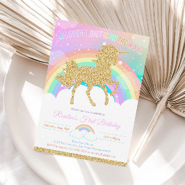 Invitación Cumpleaños de Unicornio y Pastel de Arcoiris
