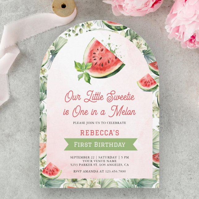 Invitación Cumpleaños de Uno en un Melón Sandía (Subido por el creador)