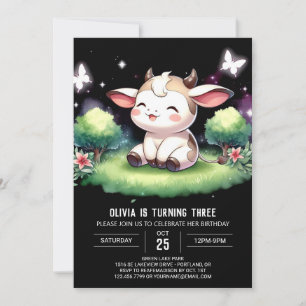 Invitación Cumpleaños de vaca editable en un corral