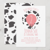 Cumpleaños de Vaca Estampado de Animal de Color Ro