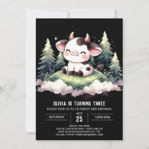 Invitación Cumpleaños de vaca imprimible en el Barnyard