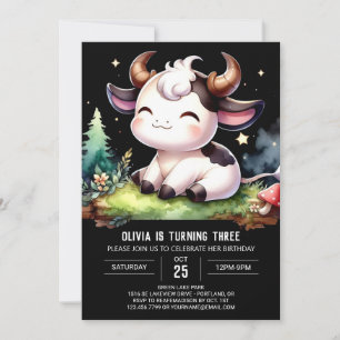 Invitación Cumpleaños de vaca imprimible en moda