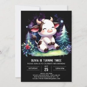 Invitación Cumpleaños de vaca imprimible encantado