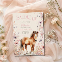 Cumpleaños de vaquera a caballo flores silvestres 