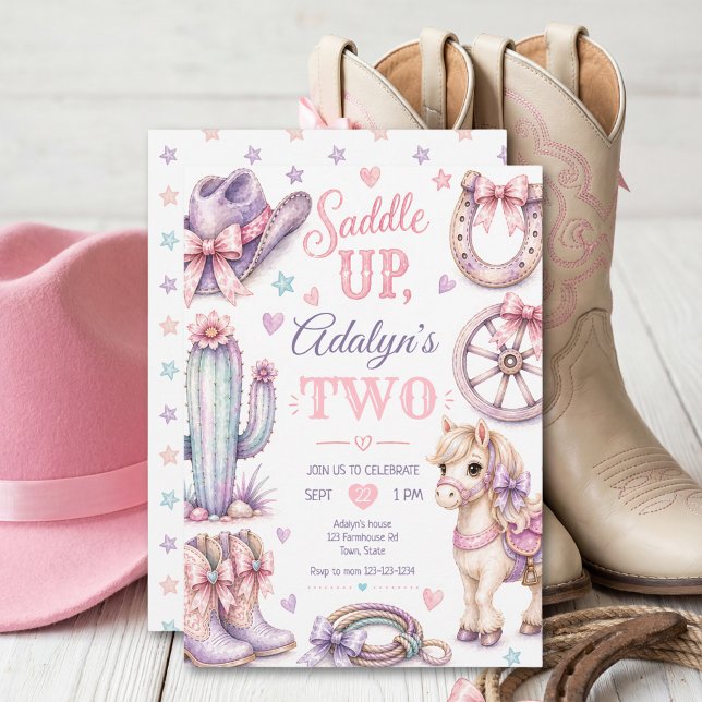 Invitación Cumpleaños de vaquera occidental femenina adorable (Subido por el creador)