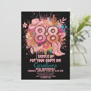 Invitación Cumpleaños de Vaquera Occidental Rústica Rosa Boho