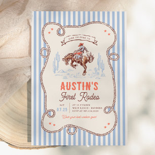 Invitación Cumpleaños de vaquero de primer rodeo Vintage