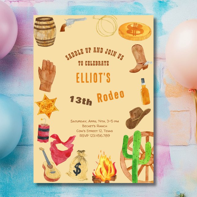 Invitación cumpleaños de vaquero del rodeo occidental (Subido por el creador)