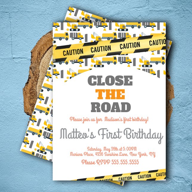 Invitación Cumpleaños de Vehículos de Construcción Volquete G (Subido por el creador)