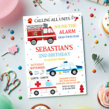 Cumpleaños de Vehículos de Emergencia de Primeros 