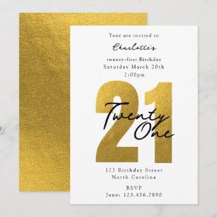 Invitación Cumpleaños de Veintiuno 21 Luxury Gold Moderno