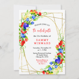 Invitación Cumpleaños de Verano con Frutas del Bosque
