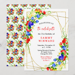 Invitación Cumpleaños de Verano con Frutas del Bosque