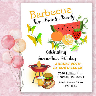 Invitación Cumpleaños de verano de amigos y familiares en la