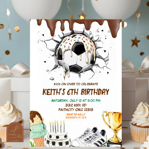 Invitación Cumpleaños de verano de fútbol con helado goteando