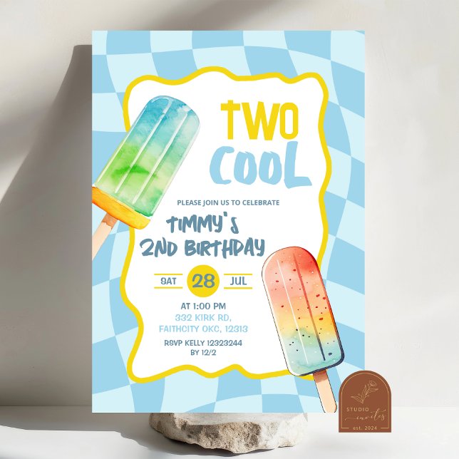 Invitación Cumpleaños de verano de niño con dos paletas azule (Subido por el creador)