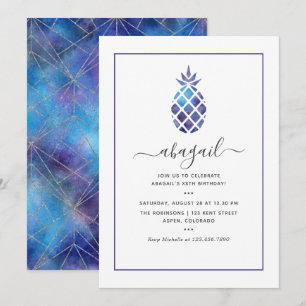 Invitación Cumpleaños de verano de piña galaxia geométrica