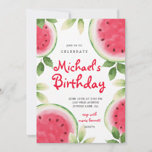 Invitación Cumpleaños de verano de sandía roja