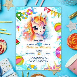 Invitación Cumpleaños de verano de Unicorn, Fiesta de billar