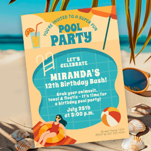Invitación Cumpleaños de verano del Fiesta de la piscina