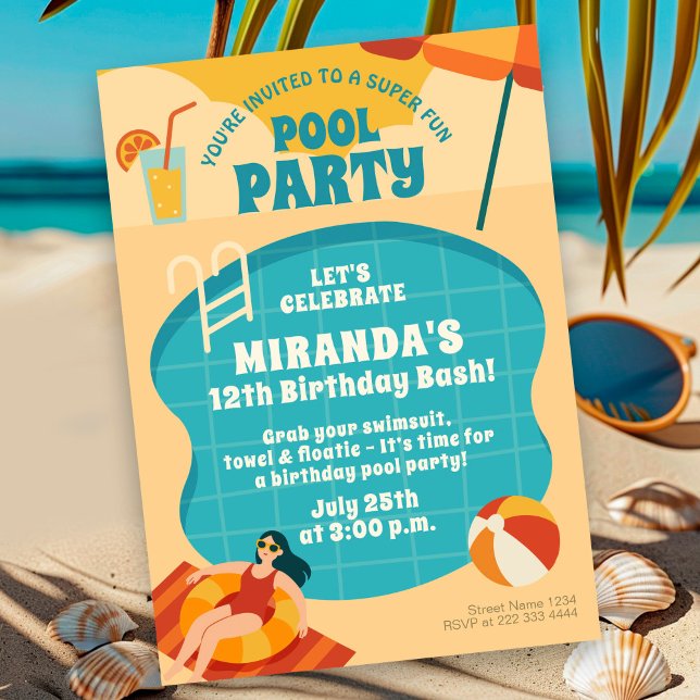 Invitación Cumpleaños de verano del Fiesta de la piscina (Subido por el creador)