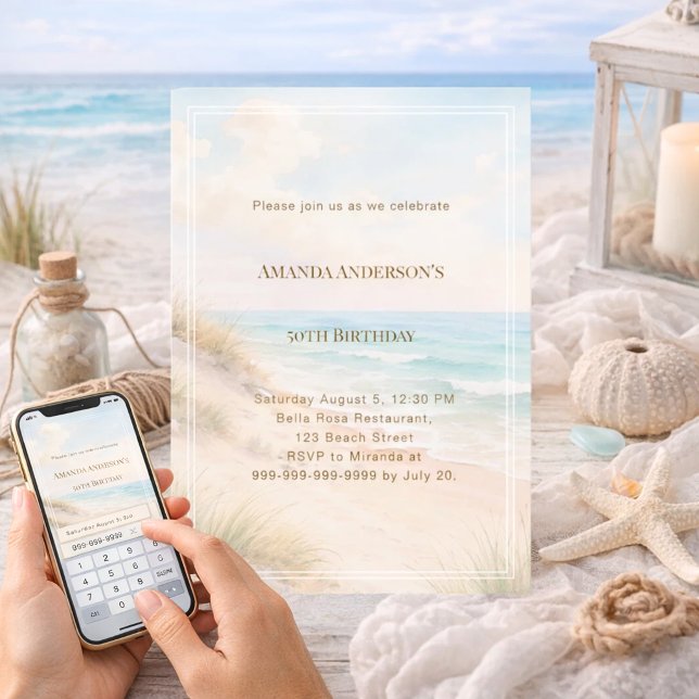Invitación Cumpleaños de verano en la costa de la playa (Subido por el creador)
