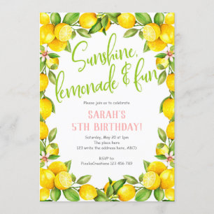 Invitación Cumpleaños de verano, limón, cumpleaños de chica