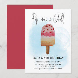 Invitación Cumpleaños de Verano Pop Over & Chill Popsicle Par