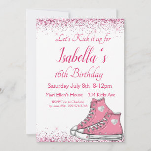 Invitación Cumpleaños de verano, Purpurina Sweet 16