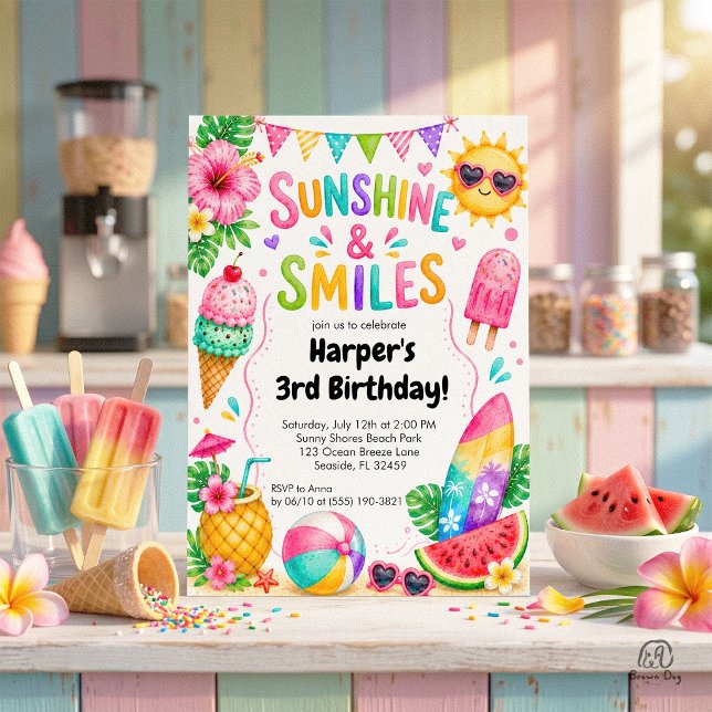 Invitación Cumpleaños de Verano Tropical Sol y Sonrisas (Subido por el creador)