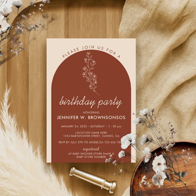 Invitación Cumpleaños de verano y otoño con flores de terraco (Subido por el creador)